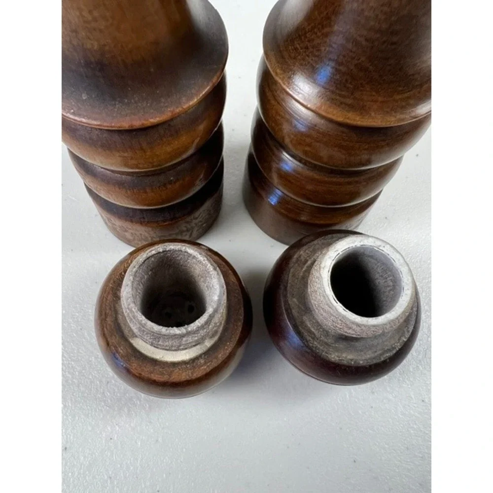 Vintage Woodcrest by Styson Wooden Salt and Pepper Shaker Set Made in Japan‎ MCM